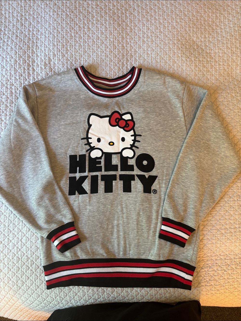 Hello Kitty Grey Sweatshirt with Red and Black Trim
